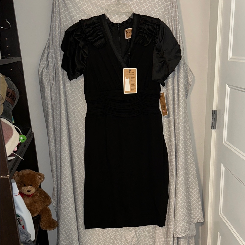 Nue by Shani Black Midi Dress with Built in Shapewear